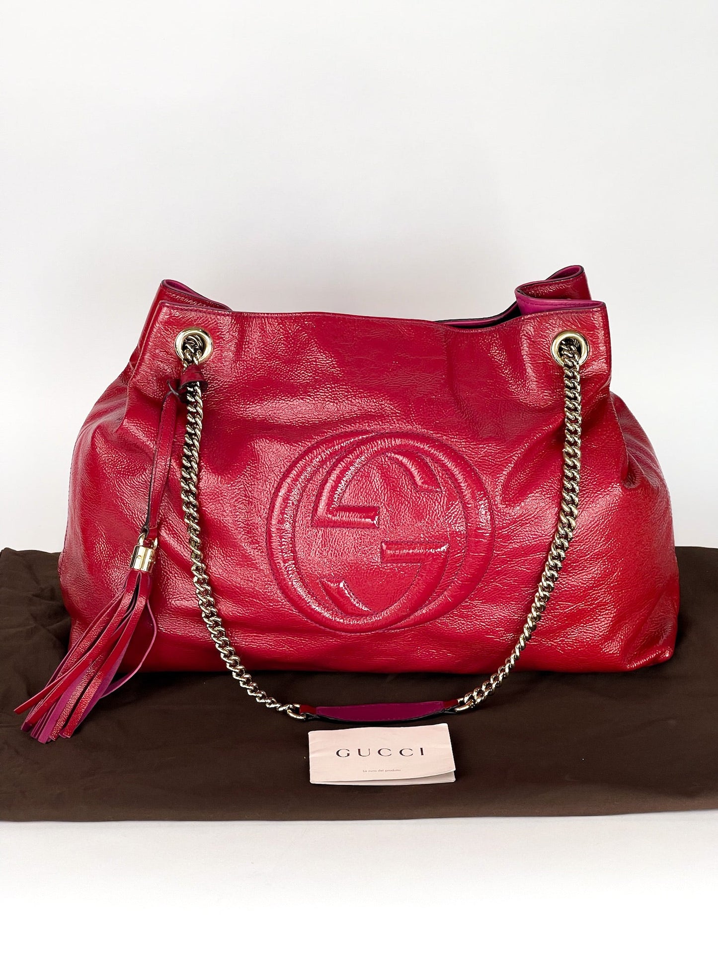 Gucci Soho Chain Shoulder Bag Patent Leather