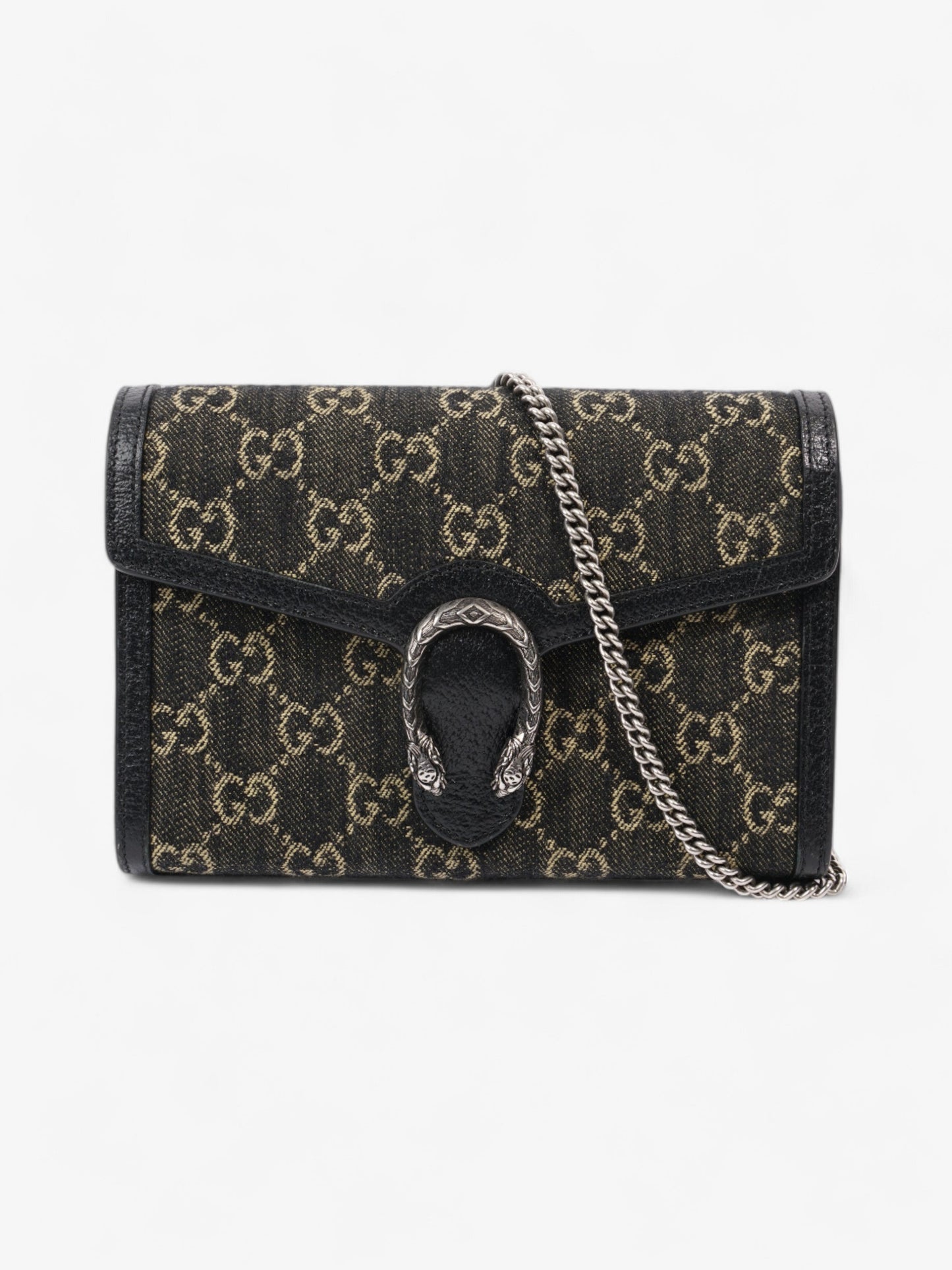 Gucci Dionysus Chain Wallet Black / GG Supreme / Ivory Denim