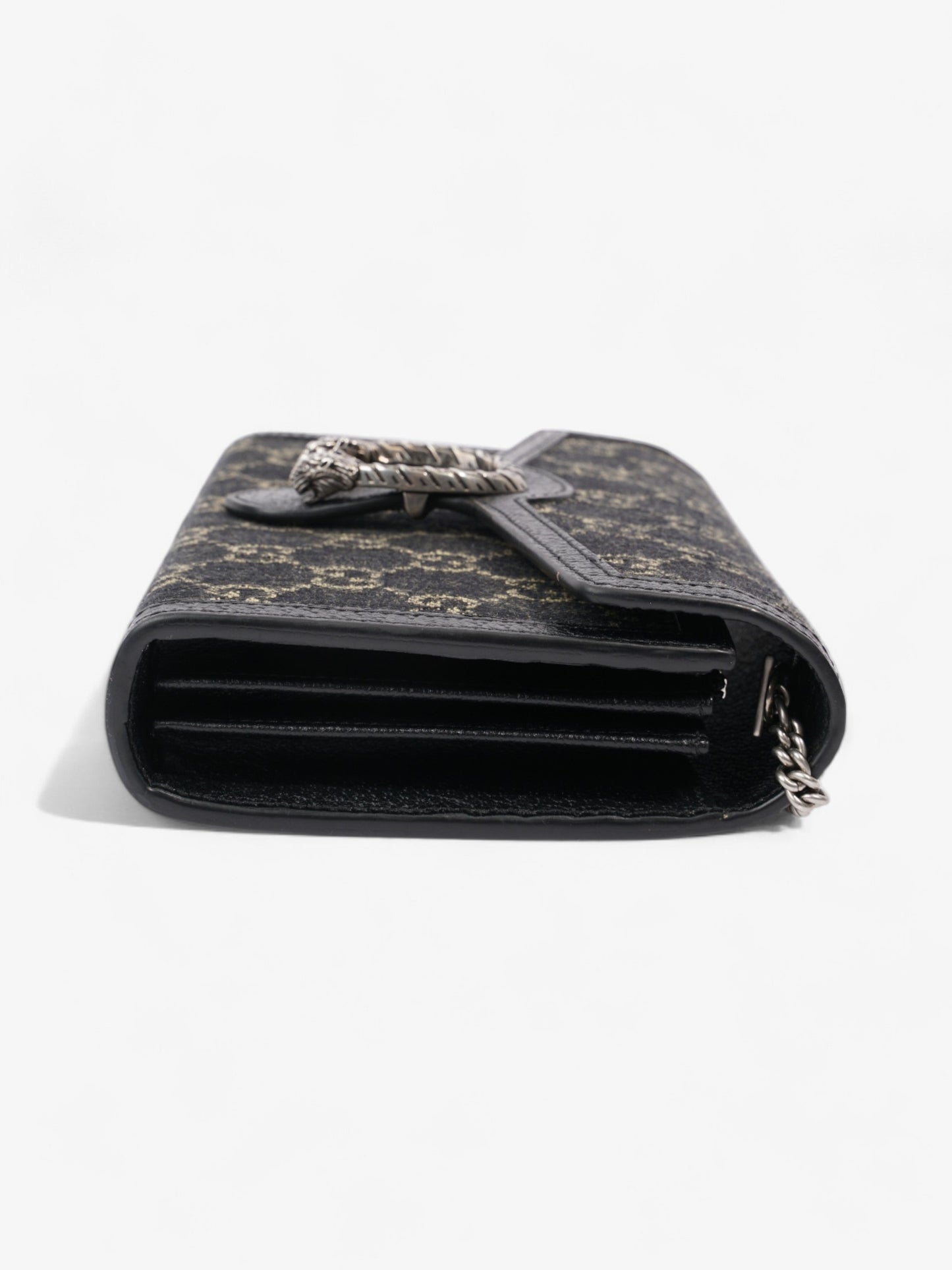 Gucci Dionysus Chain Wallet Black / GG Supreme / Ivory Denim