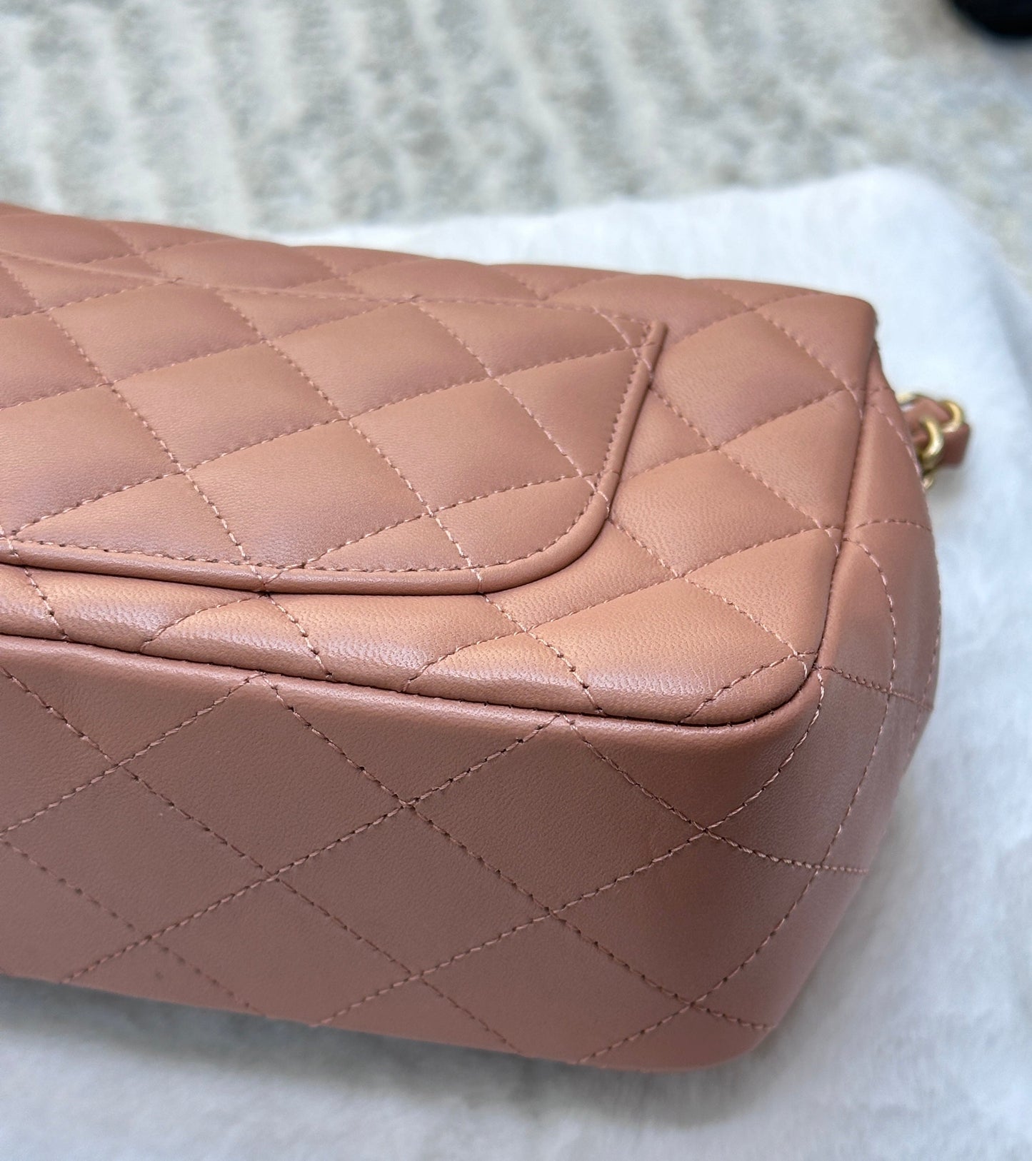 Chanel 2018 Blush Beige Mini Flap Bag with Lucky Charms Stud Embellishment