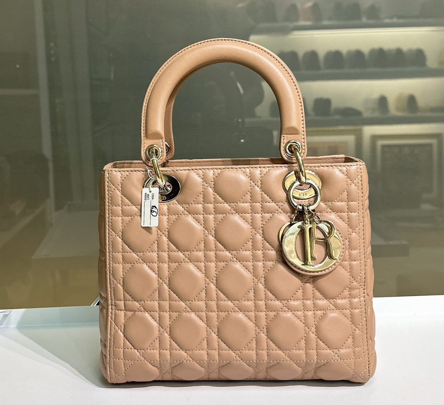 Medium Lady Dior Bag Milk Cannage Lambskin