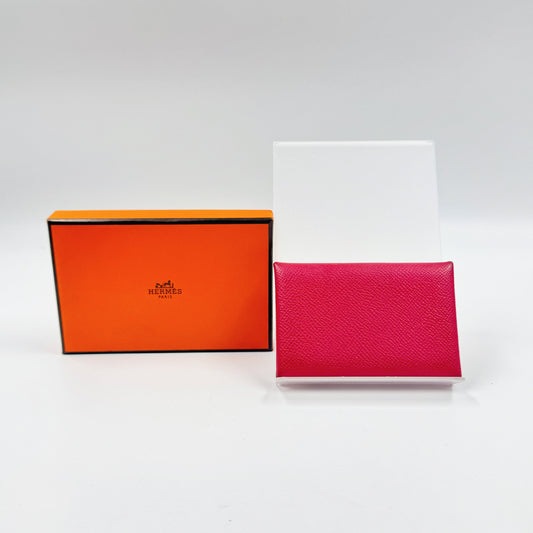 Hermes Epsom Rouge Casaque Calvi Card Case