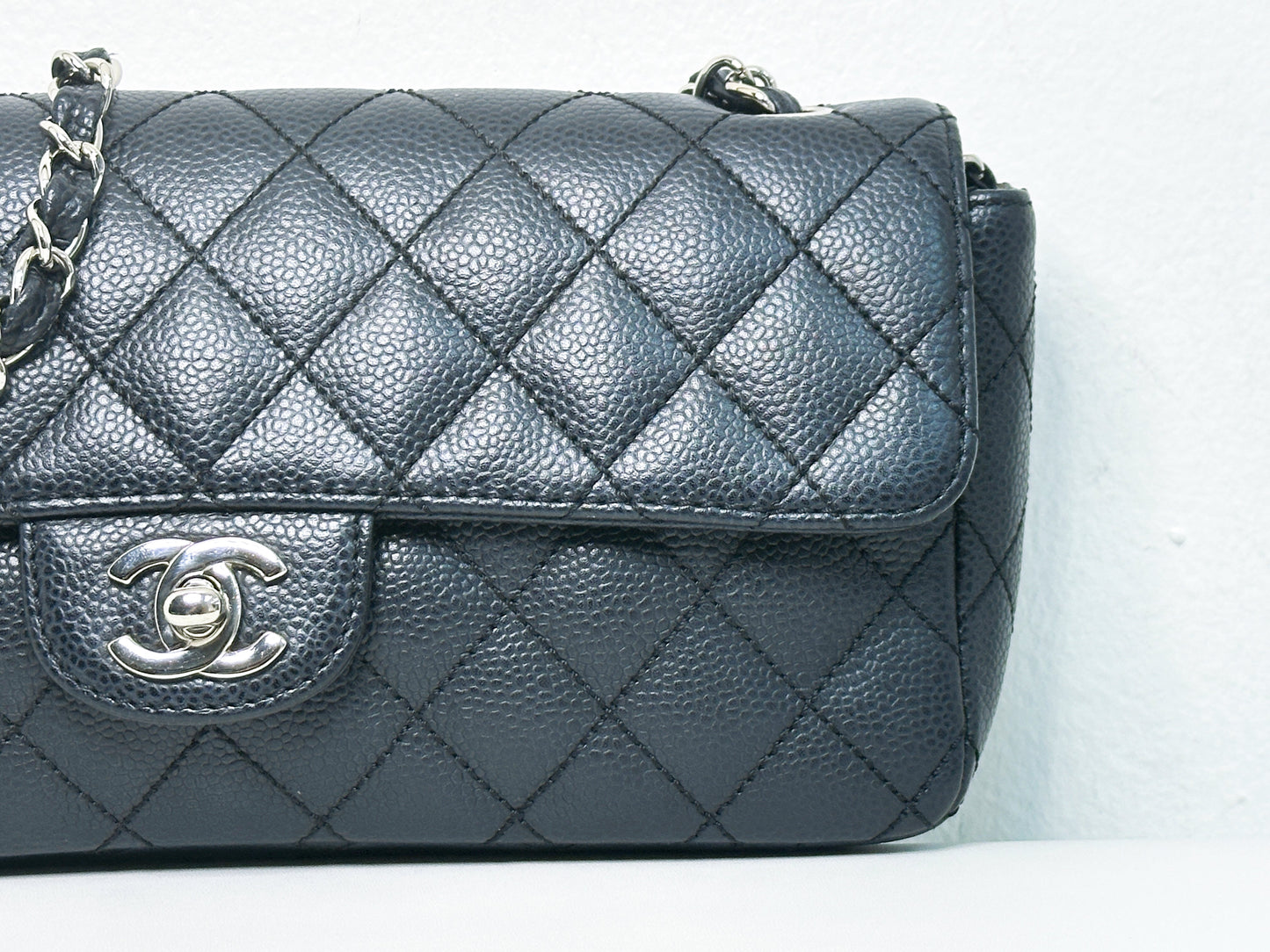 Chanel Caviar East West Flap Bag Black SHW 1131 holo card