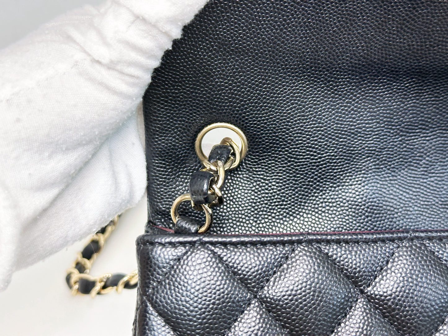 Chanel Caviar Quilted Mini Rectangular Flap black GHW 2449 holo card
