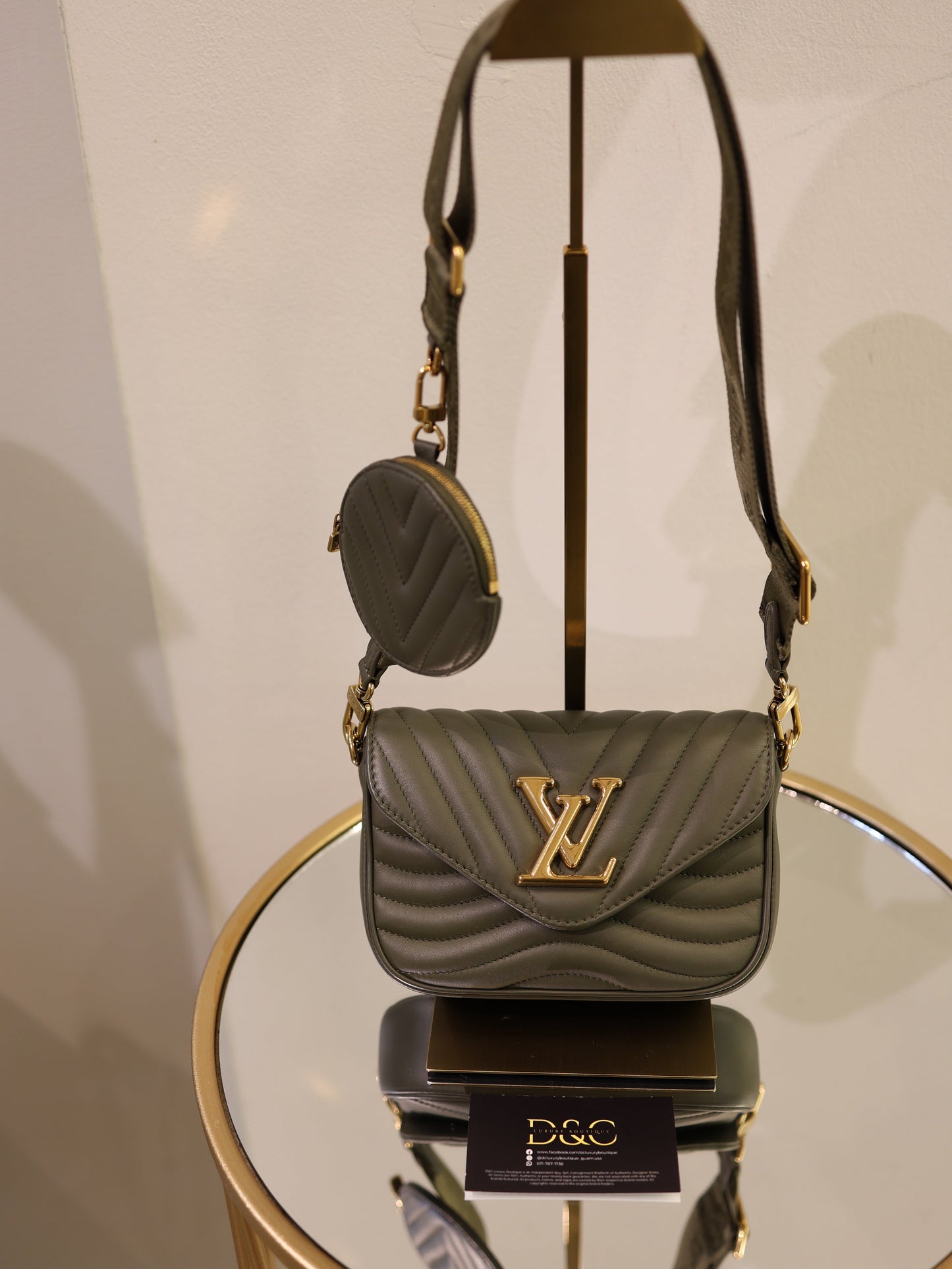 Louis Vuitton Green Khaki Leather Multi Pochette New Wave Bag