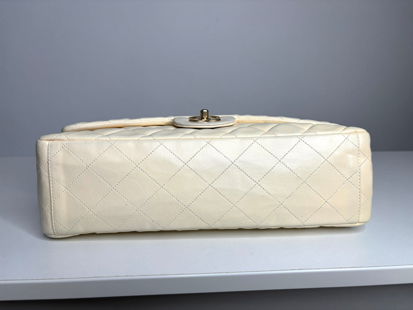 Chanel Classic Maxi Cream Calfskin Shoulder Flap Bag - Preloved