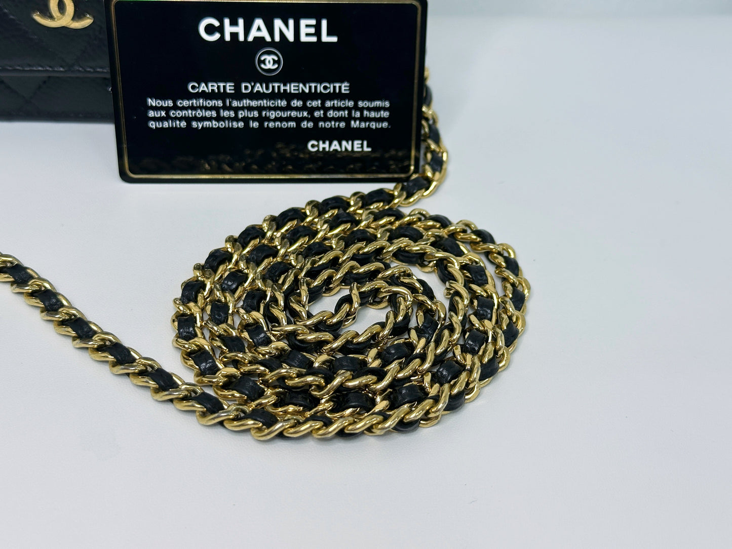 Chanel Classic Wallet on Chain Caviar Black GHW 2859 Holo card