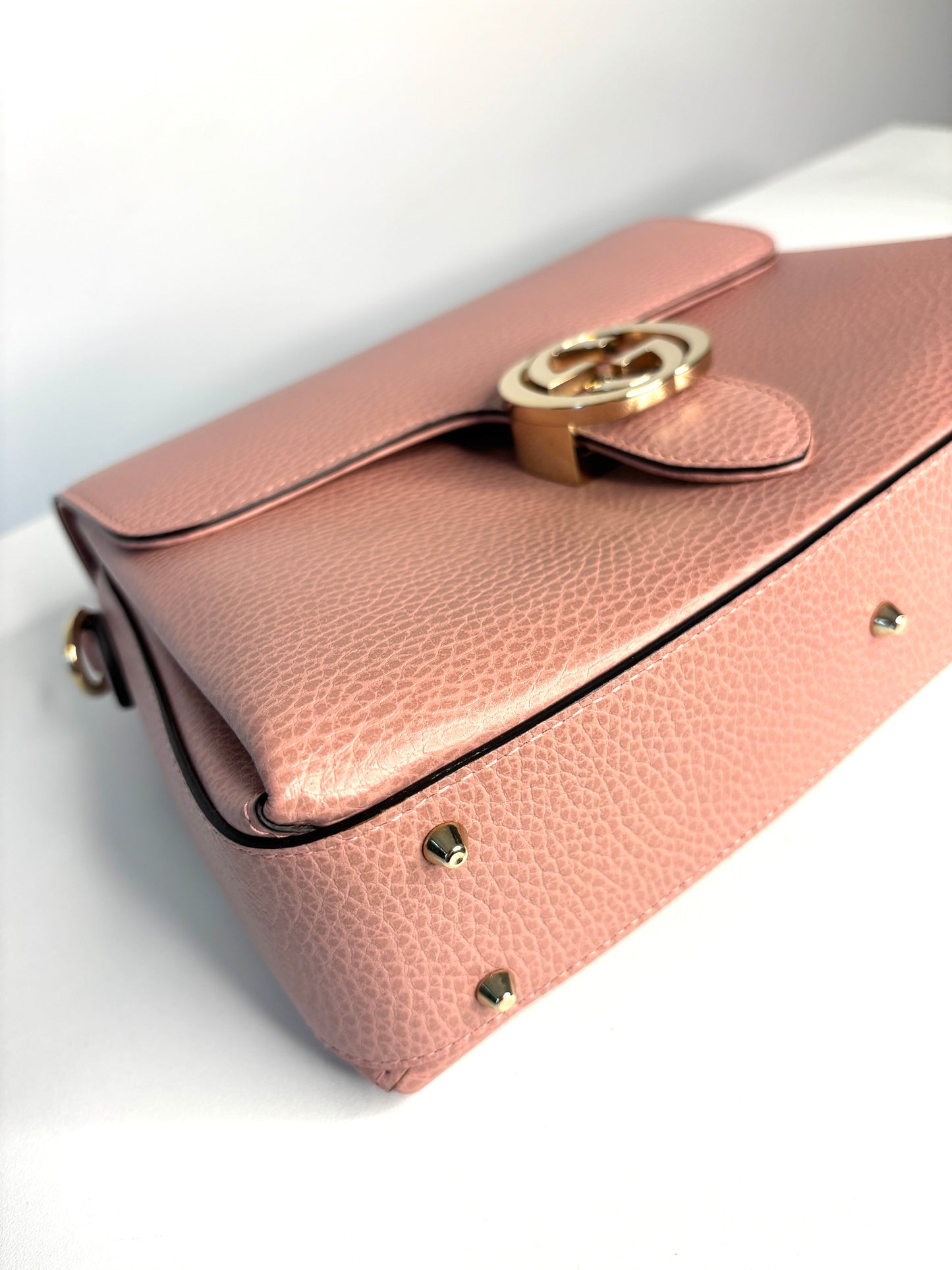 Gucci Interlocking G Top Handle Pink Leather Shoulder Bag - Preloved