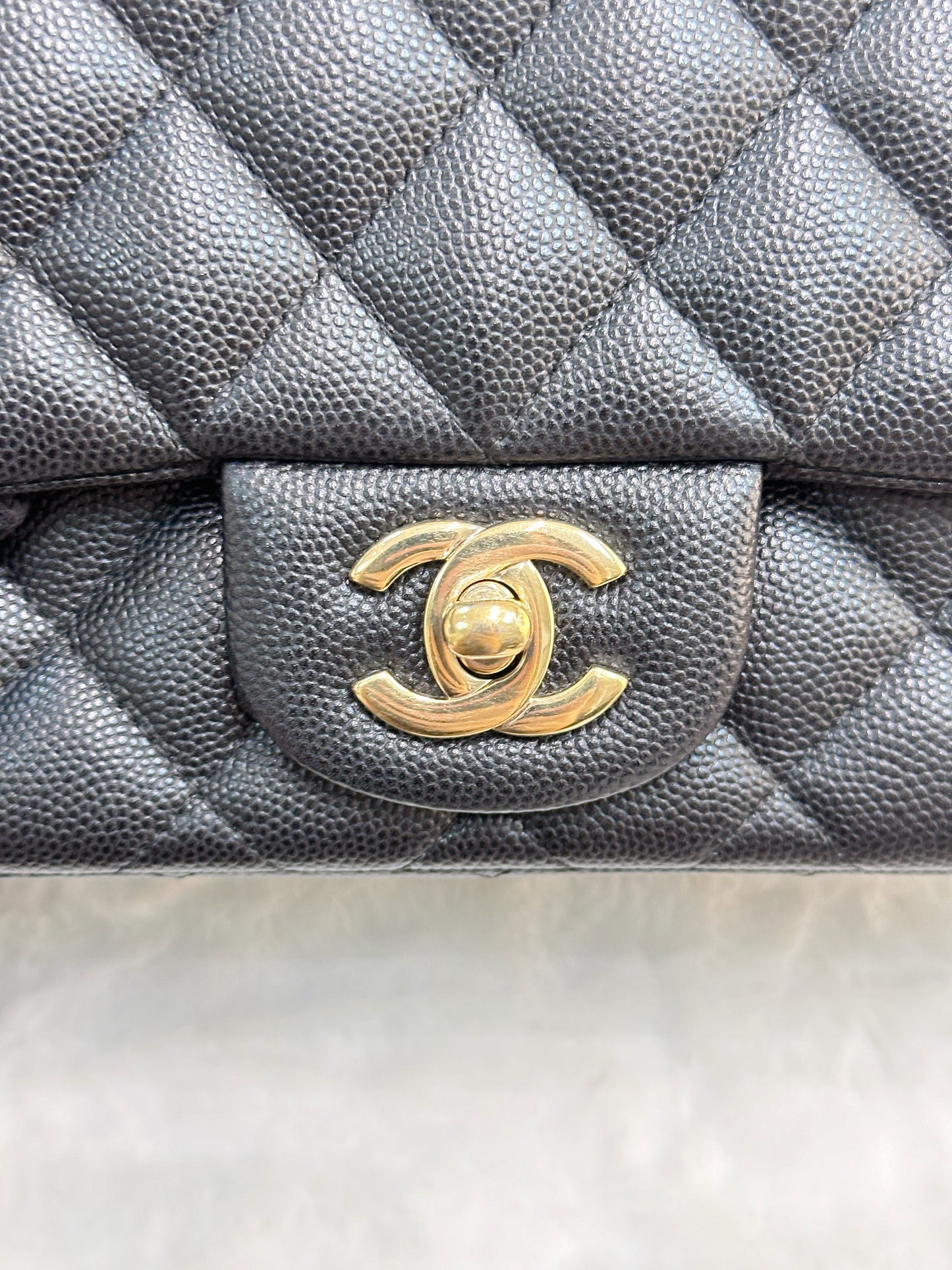Chanel Black Mini Square Caviar Flap Bag Gold Hardware