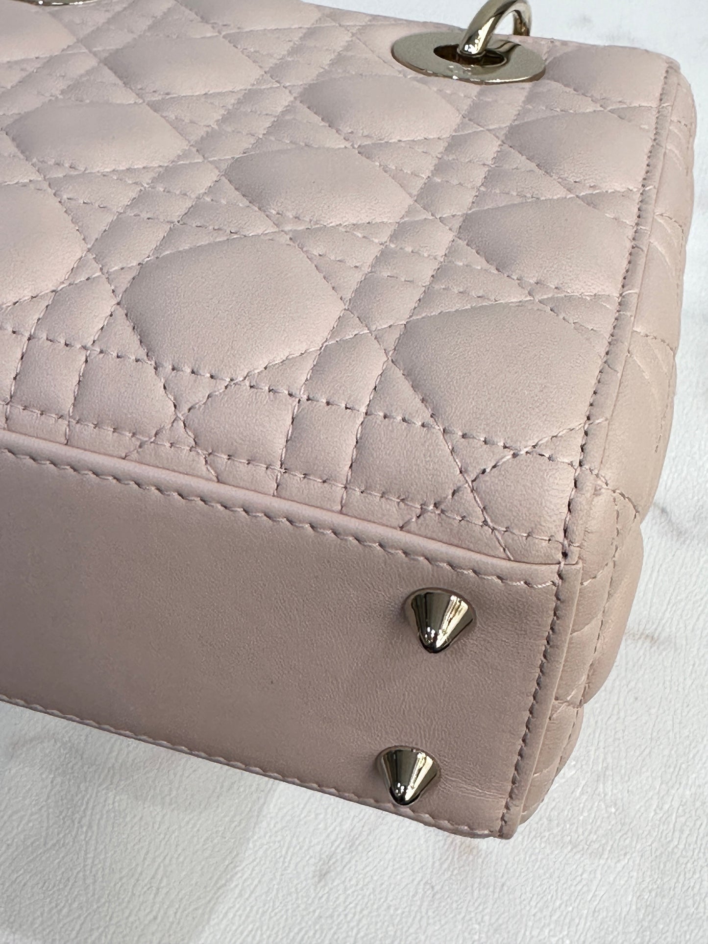 DIOR Lambskin Cannage Small Lucky Badges My Lady Dior Pink