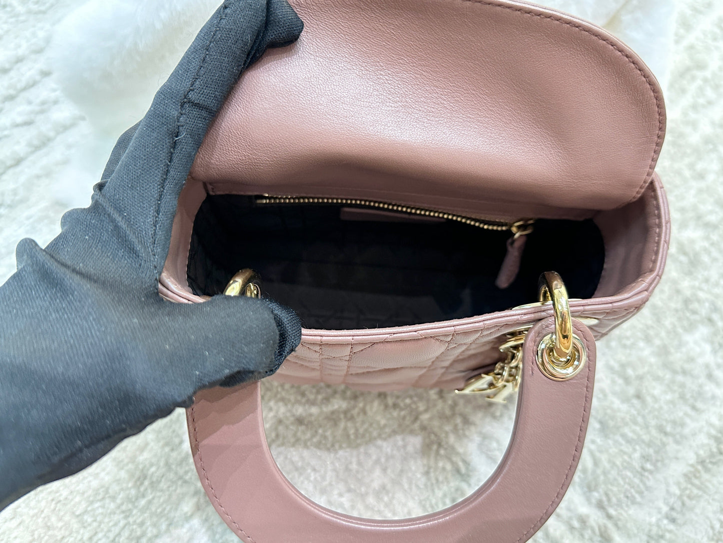 Mini Lady Dior Bag Blush Cannage Lambskin