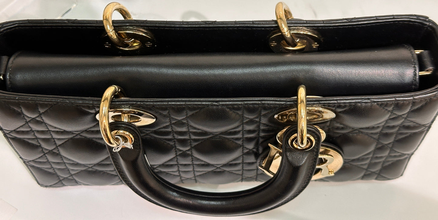 Dior Medium Lady D-Joy Bag Black Cannage Lambskin
