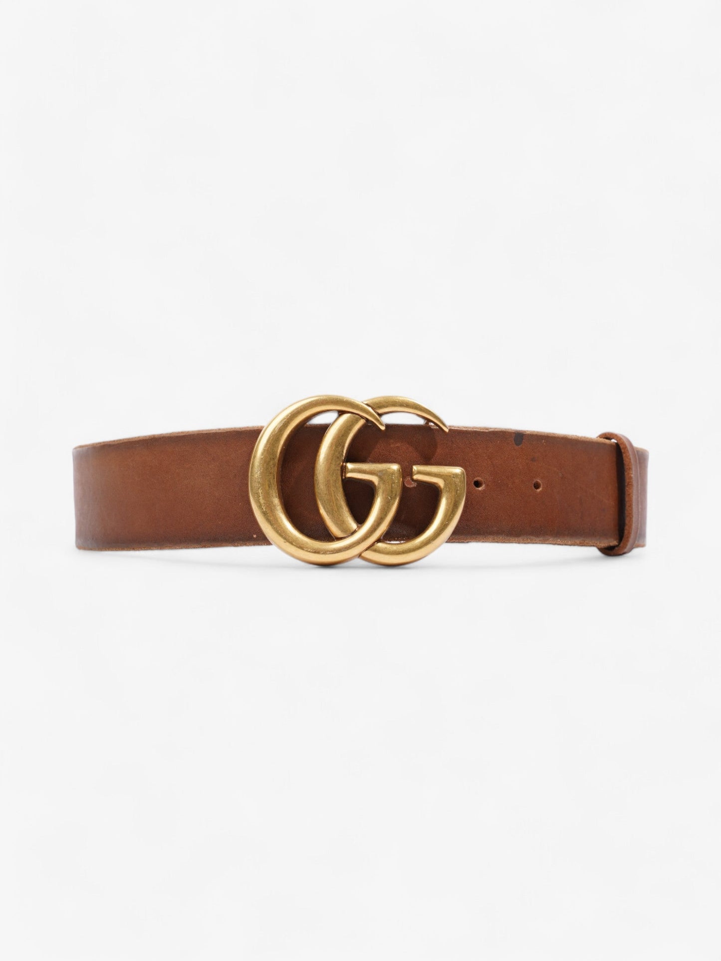 Gucci GG Marmont Wide Belt Brown / Gold Leather 85cm / 34"
