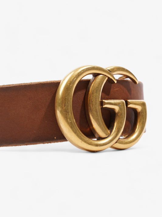 Gucci GG Marmont Wide Belt Brown / Gold Leather 85cm / 34"