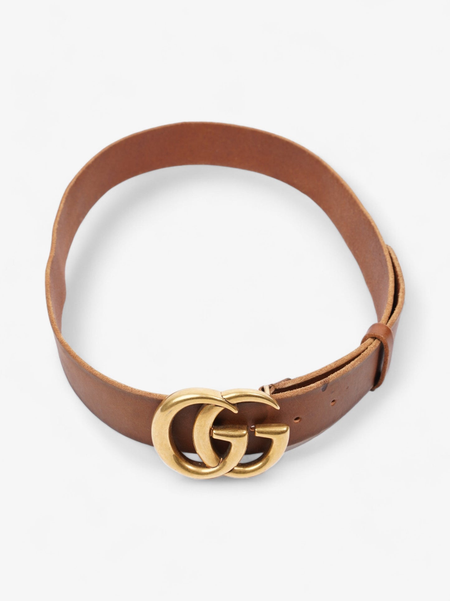 Gucci GG Marmont Wide Belt Brown / Gold Leather 85cm / 34"