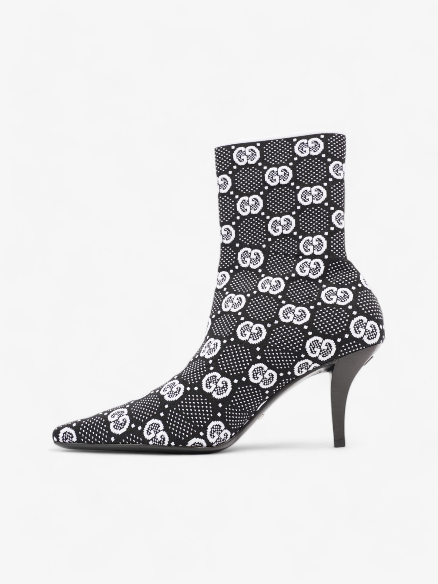Gucci GG Ankle Boot 80 Black / White Knit EU 38 UK 5