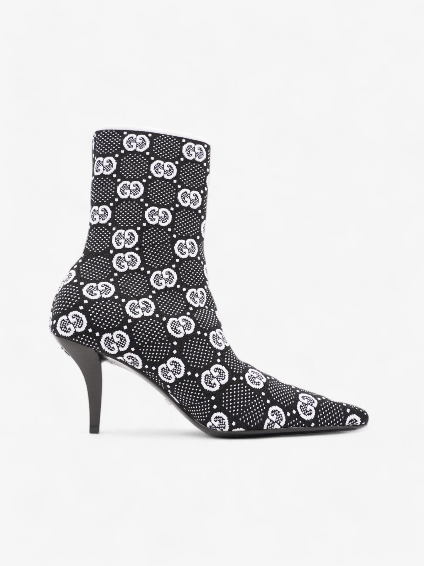 Gucci GG Ankle Boot 80 Black / White Knit EU 38 UK 5