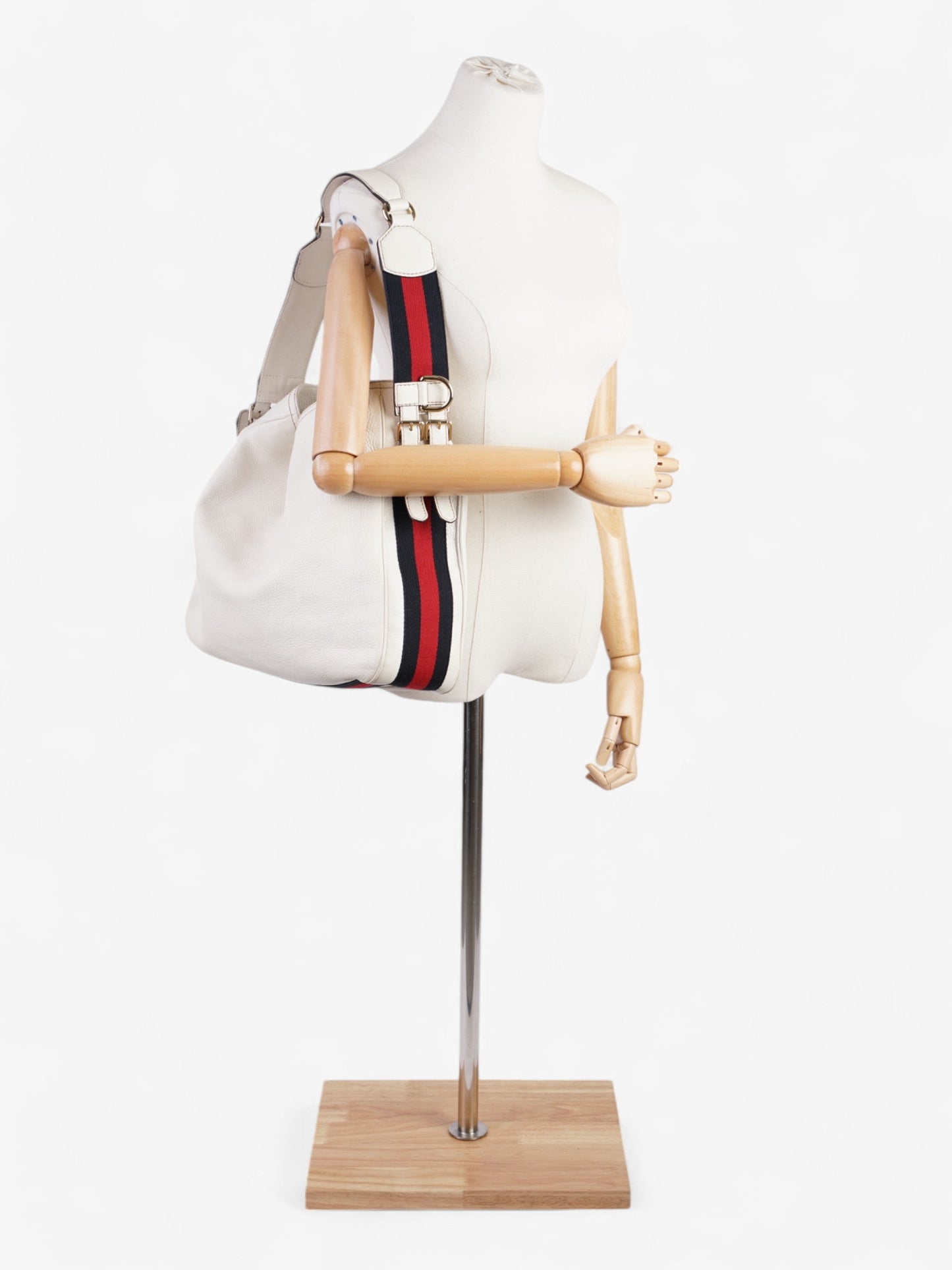 Gucci Heritage Hobo White / Navy Blue / Red Leather
