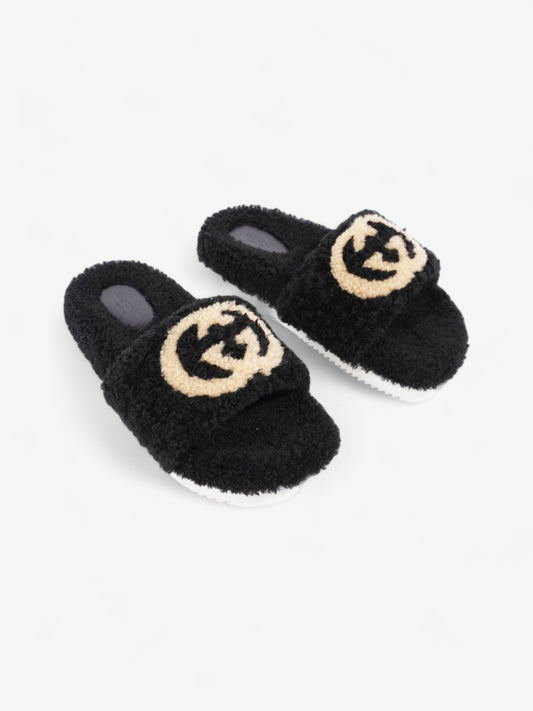 Gucci Interlocking G Slides Black / Butterscotch Shearling EU 37 UK 4