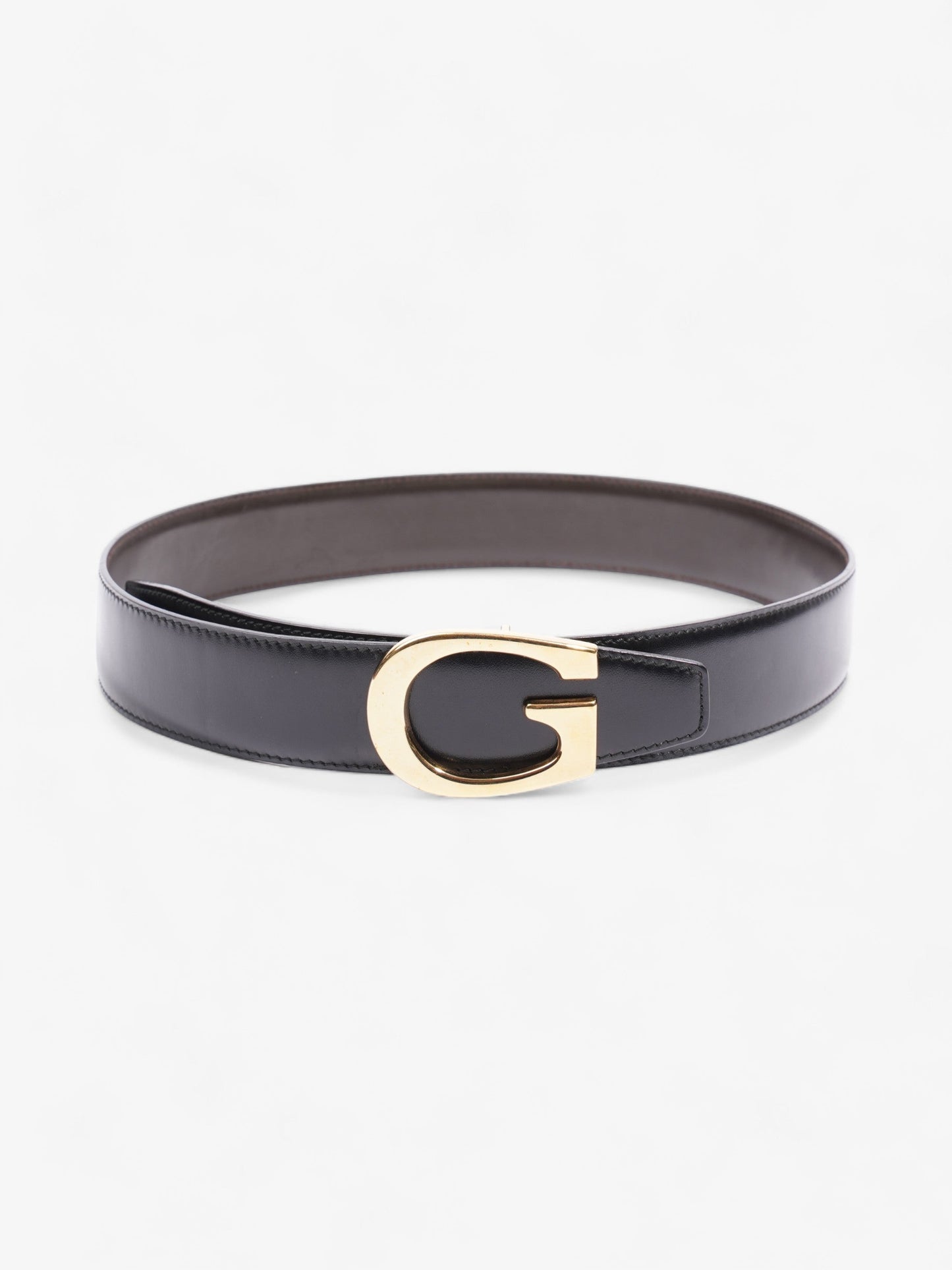 Gucci G Buckle Belt Black Leather 65cm / 26"