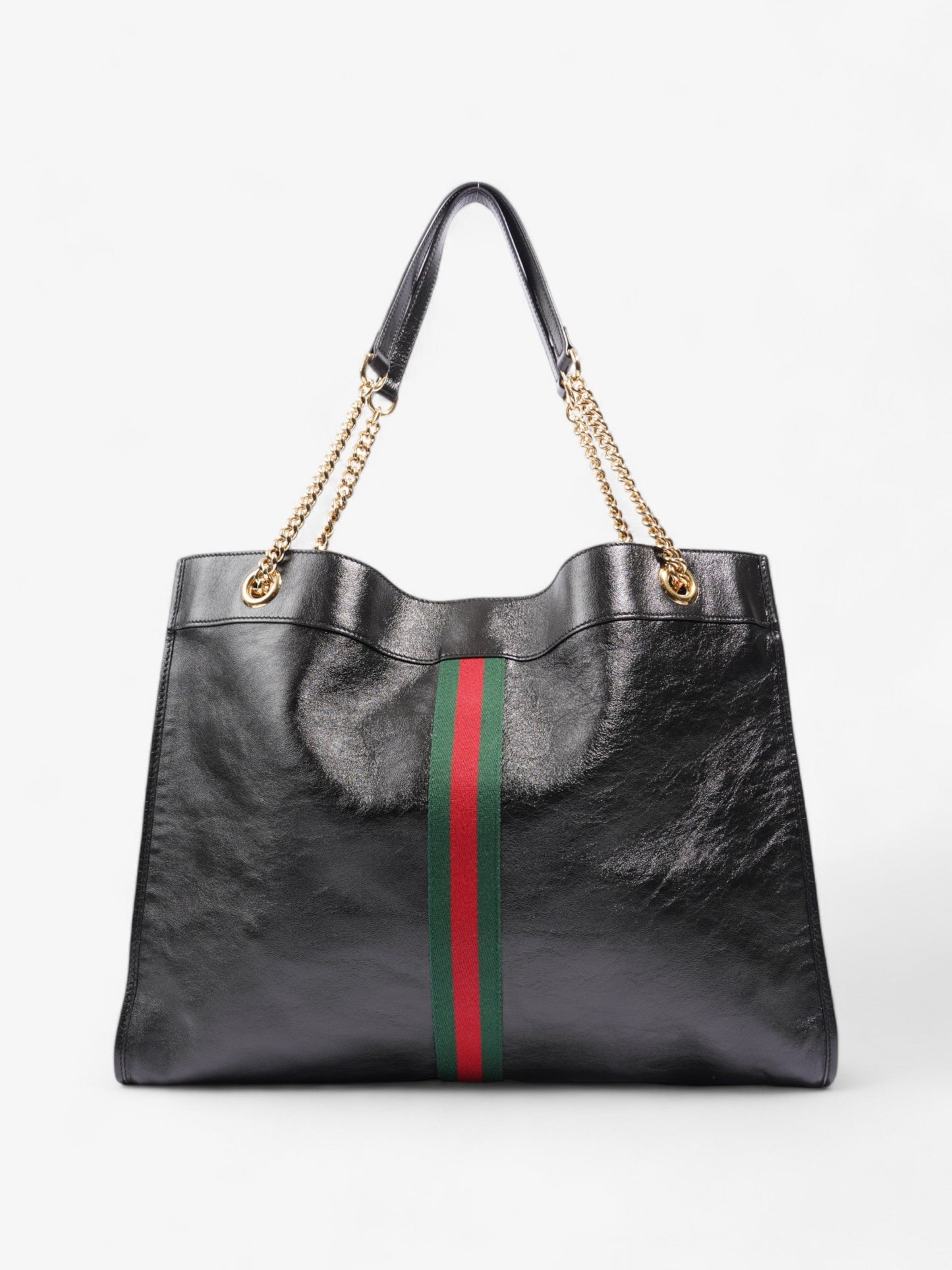 Gucci Rajah Chain Tote Black / Green / Red Leather Large