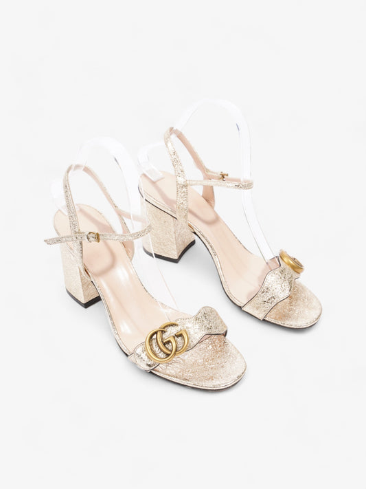 Gucci GG Marmont Ankle Strap Sandals 75mm Gold Leather EU 37.5 UK 4.5