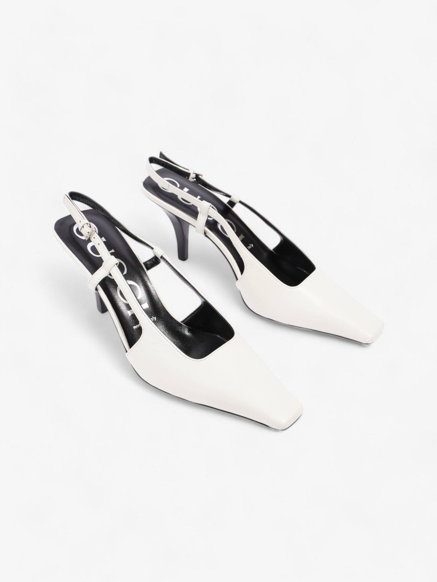 Gucci Slingback Pumps 75mm White / Black Leather EU 38 UK 5