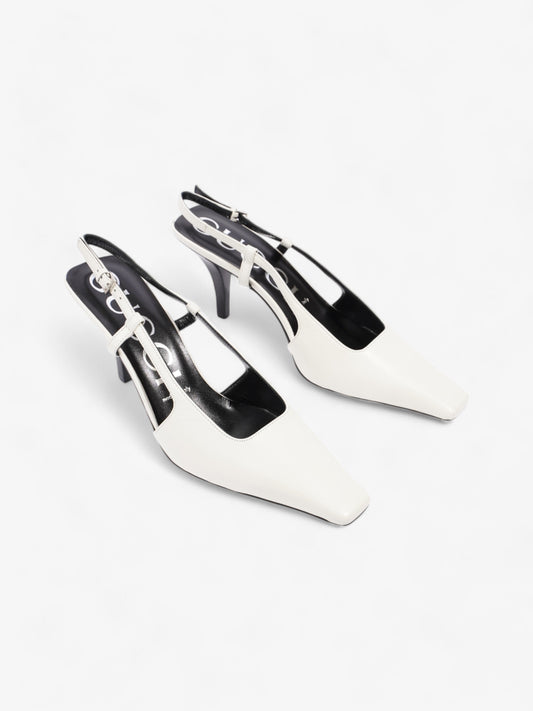 Gucci Slingback Pumps 75mm White / Black Leather EU 38 UK 5