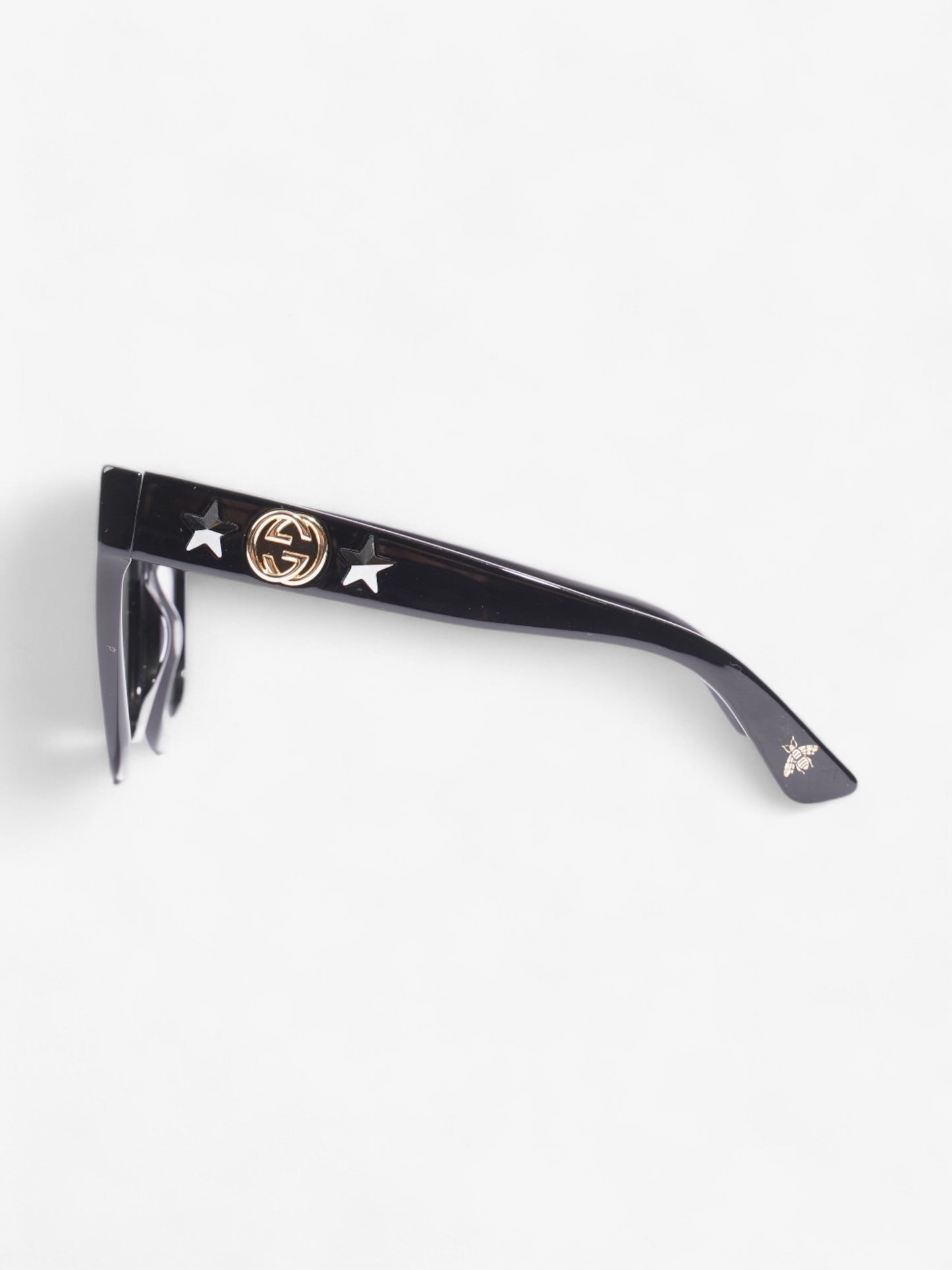 Gucci GG Star Detail Rounded Frame Sunglasses Black Acetate 140mm