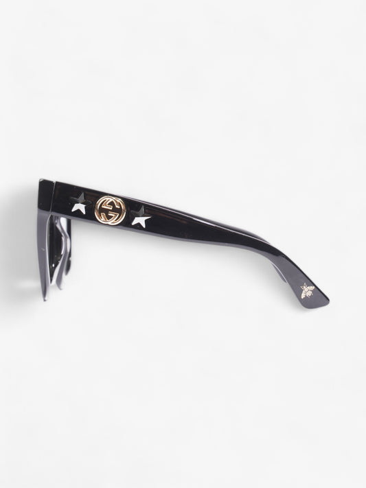Gucci GG Star Detail Rounded Frame Sunglasses Black Acetate 140mm