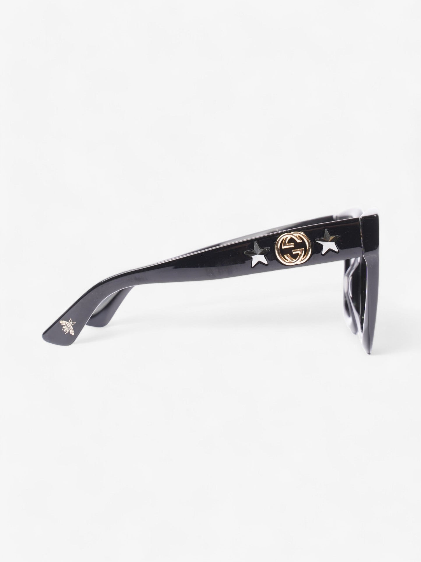 Gucci GG Star Detail Rounded Frame Sunglasses Black Acetate 140mm