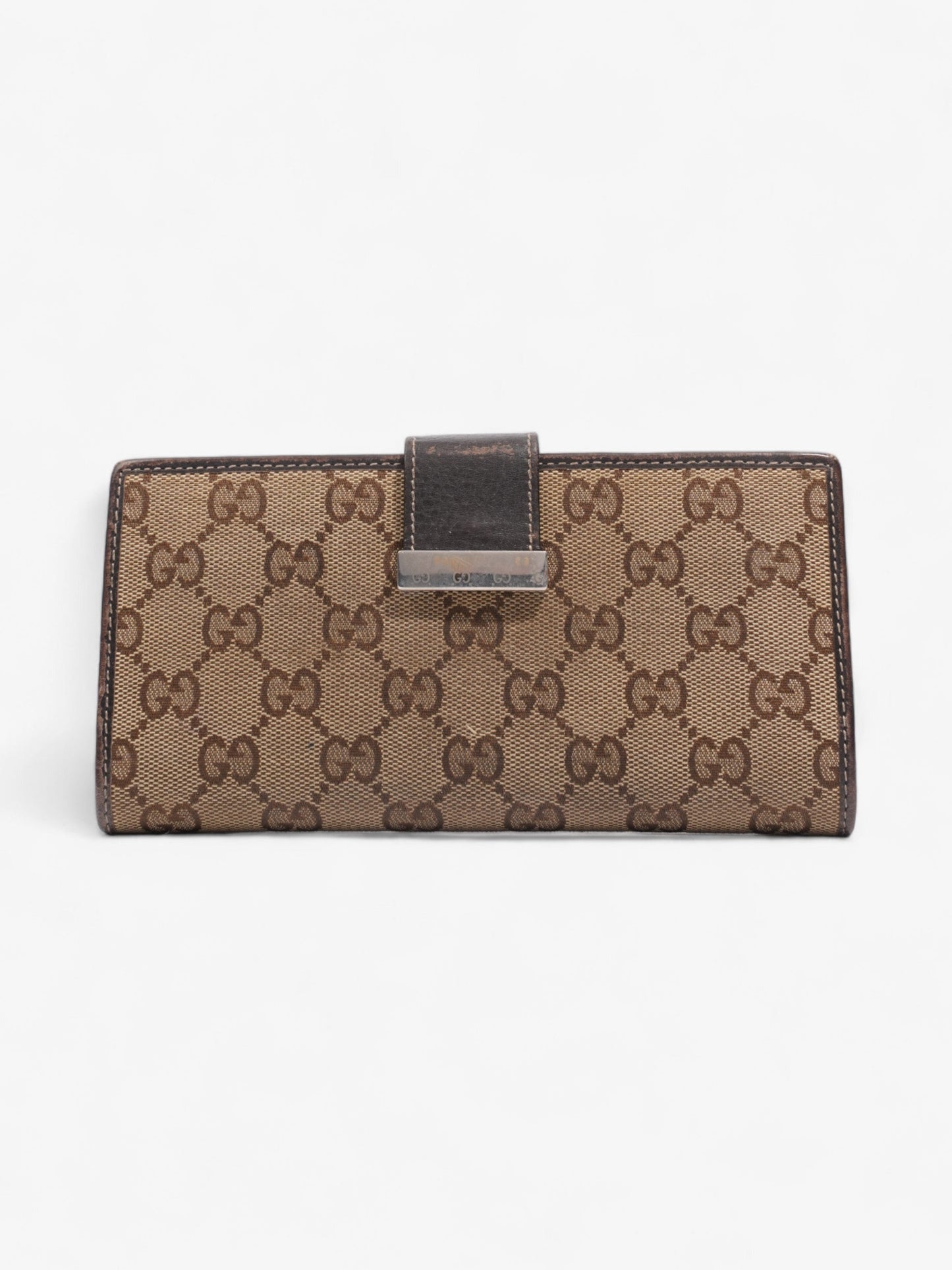Gucci Continental Wallet Beige And Ebony GG Supreme Canvas