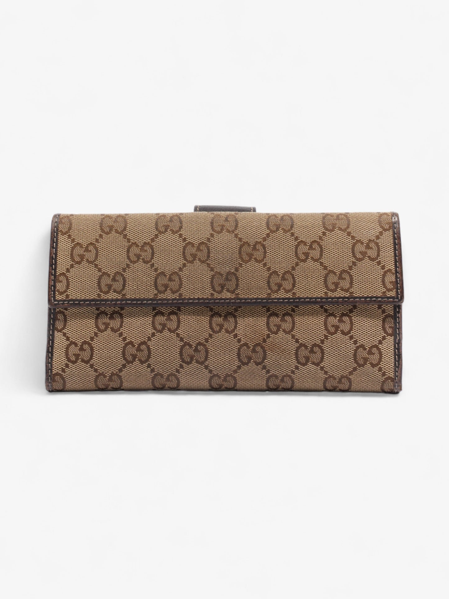 Gucci Continental Wallet Beige And Ebony GG Supreme Canvas