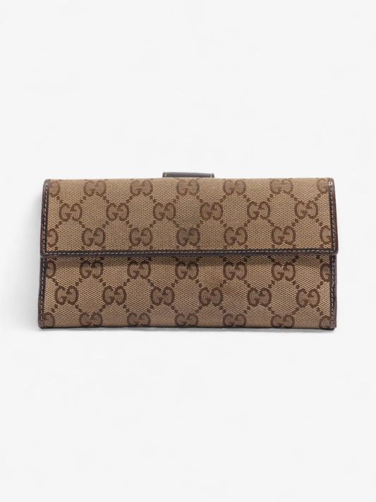 Gucci Continental Wallet Beige And Ebony GG Supreme Canvas