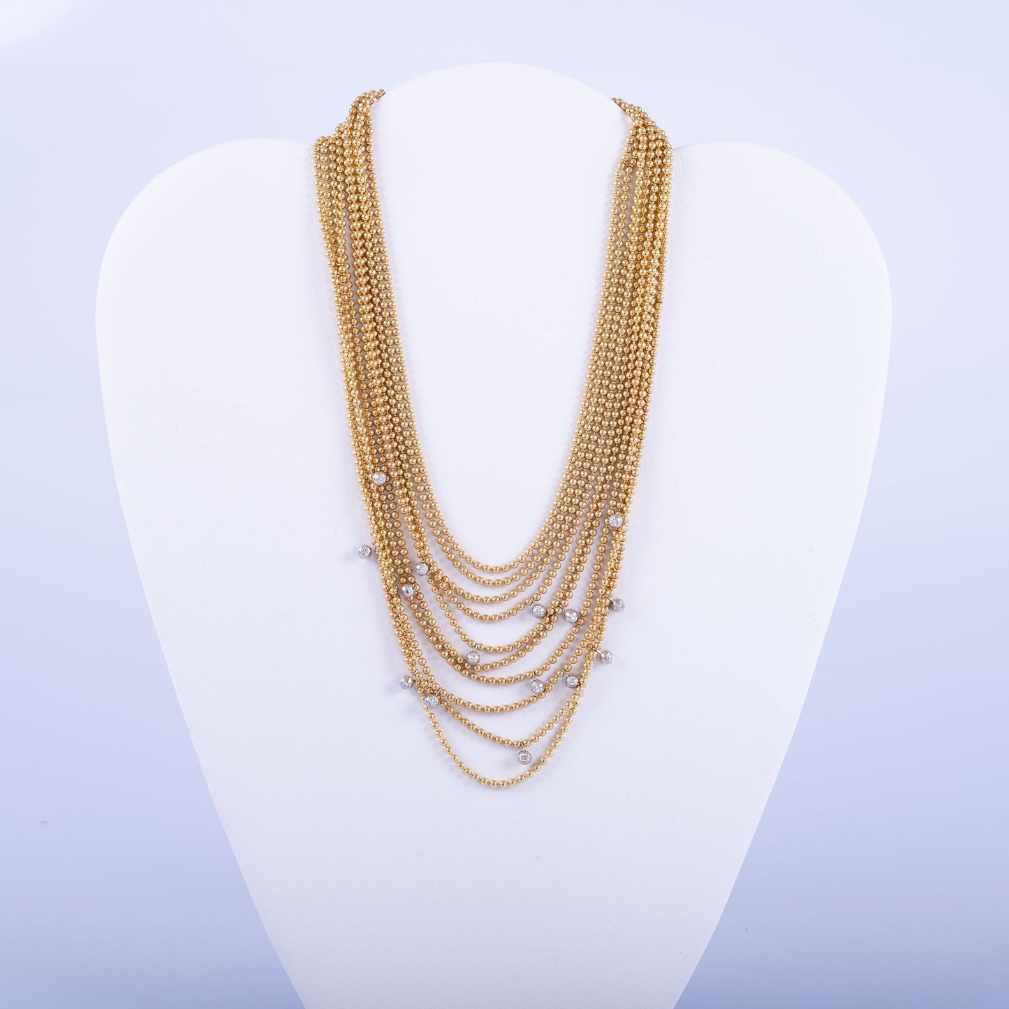 Estate Jewelry Cartier Draperie De Décolleté 18K Gold & Diamond 18 Row Necklace