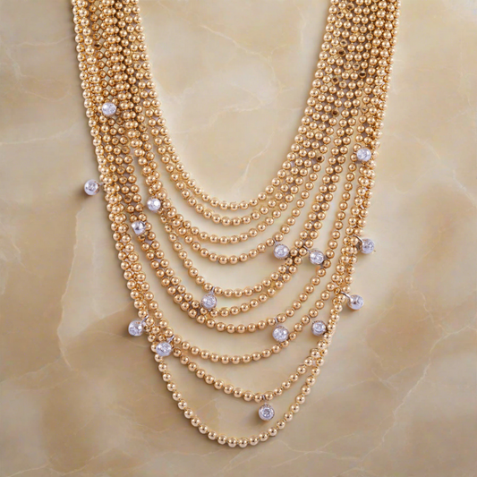 Estate Jewelry Cartier Draperie De Décolleté 18K Gold & Diamond 18 Row Necklace