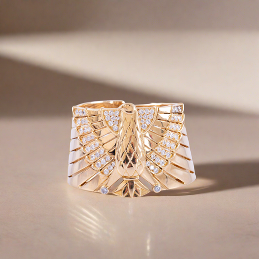 Estate Jewelry Cartier Gold and Diamond Egyptian Horus Falcon Bracelet