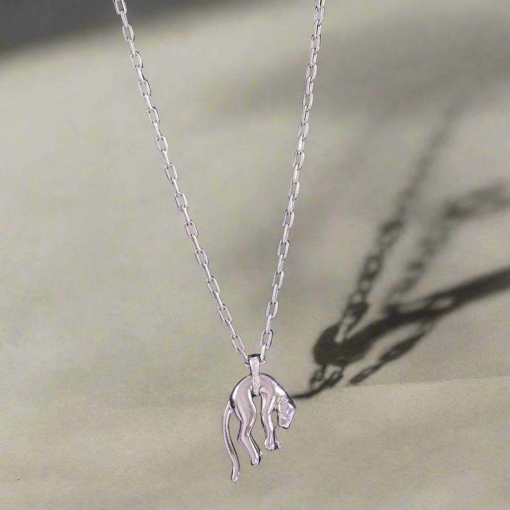 Estate Jewelry Cartier Spartacus 18K White Gold Chain and Panther Diamond Pendant