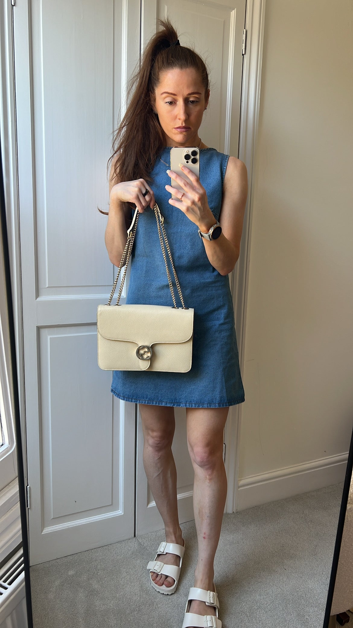 Gucci Interlocking GG White Medium Shoulder Bag