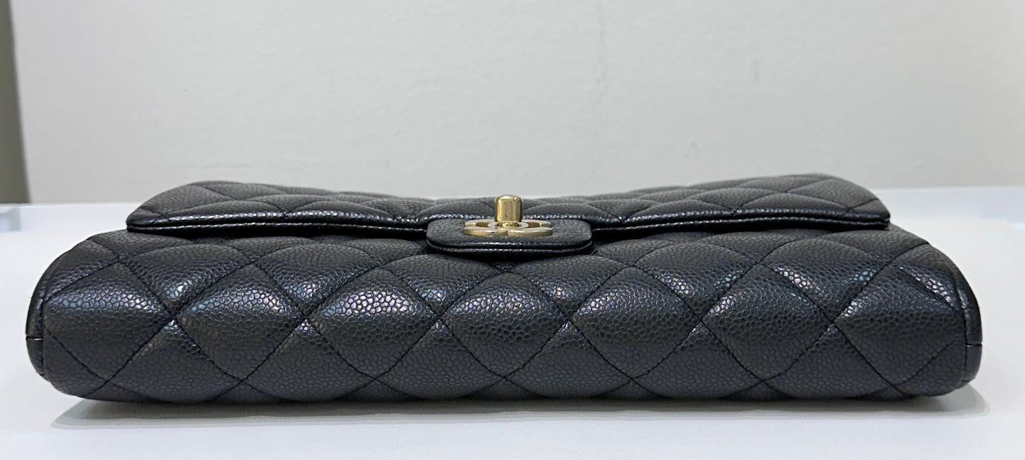 CHANEL Caviar Quilted Clutch With Chain Flap Black GHW