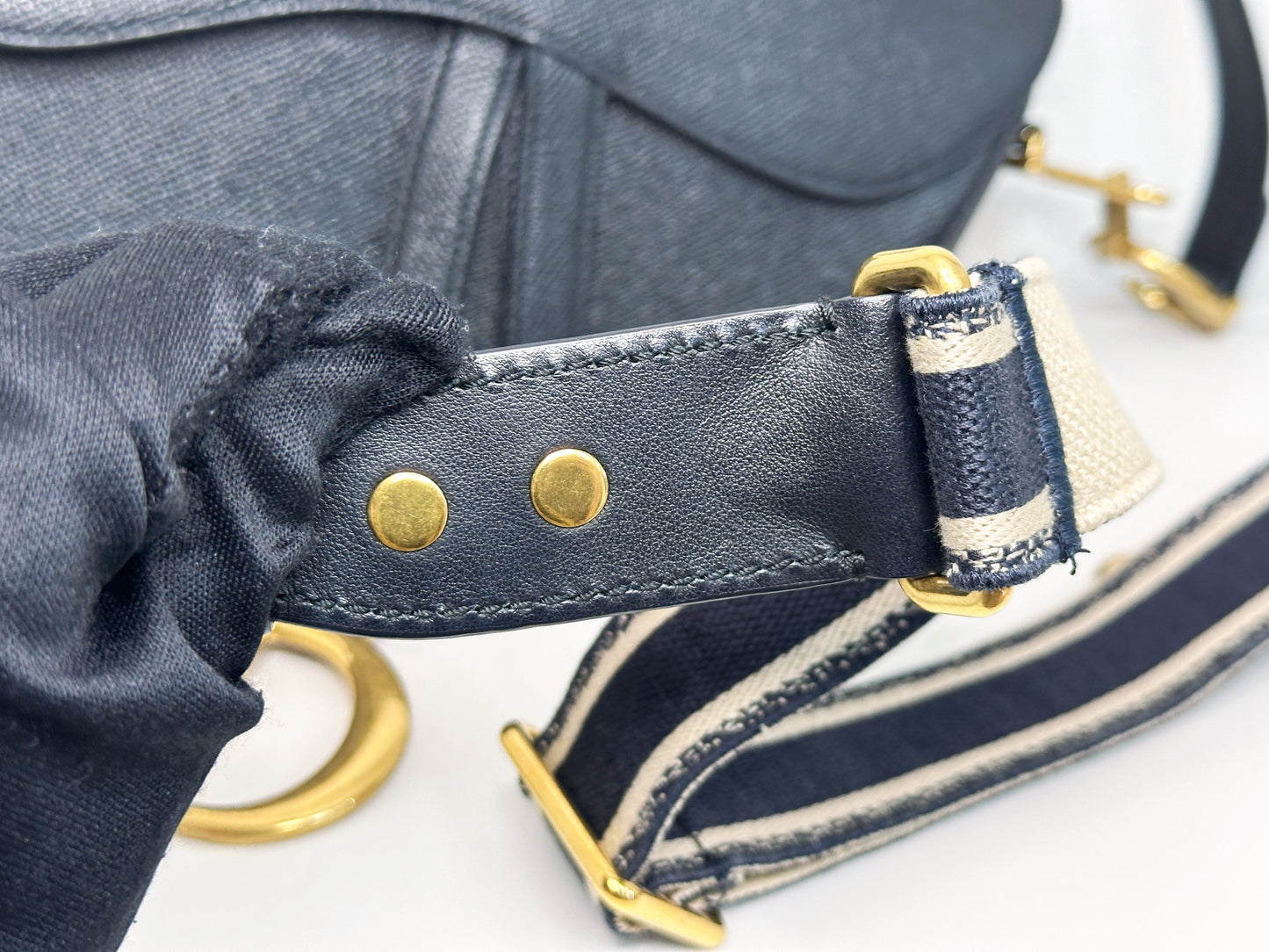 Christian Dior Saddle Bag with Strap Golden Saddle Black Calfskin 2022 year