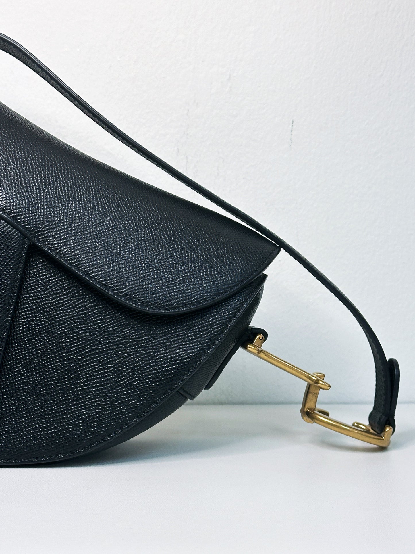 Christian Dior Saddle Bag with Strap Golden Saddle Black Calfskin 2022 year