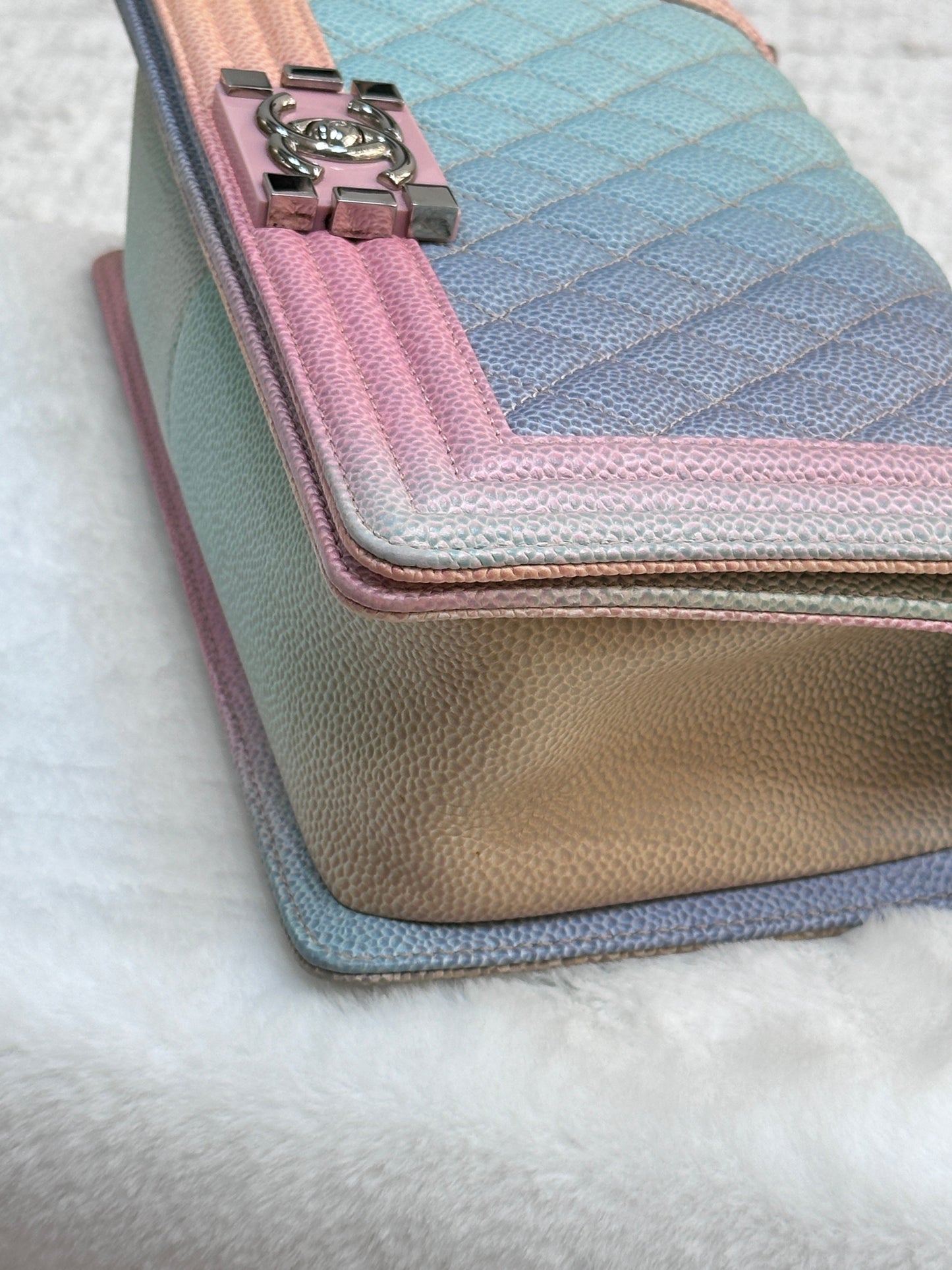 Chanel Rainbow Qulited Caviar LeBoy Bag Medium