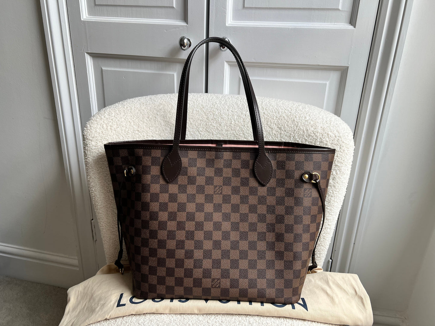 Louis Vuitton Neverfull MM Damier Ebene Rose Ballerine (RRP £1410)