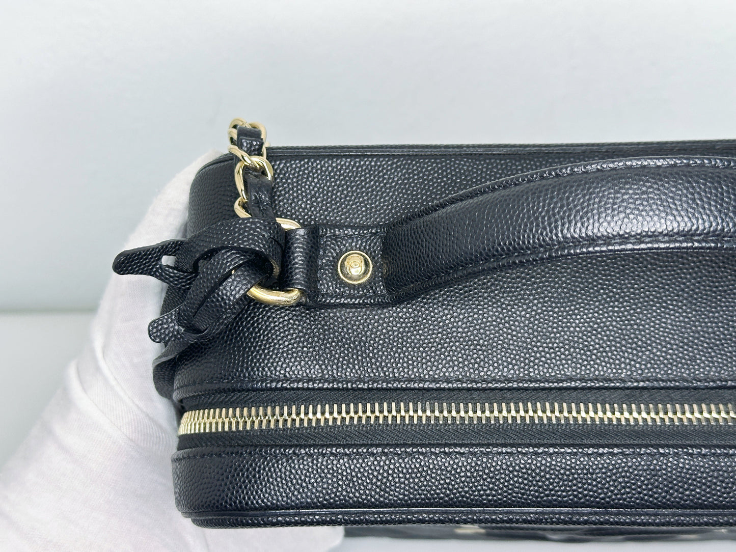 Chanel Filigree Large Black Vanity Case Bag in Caviar Leather GHW