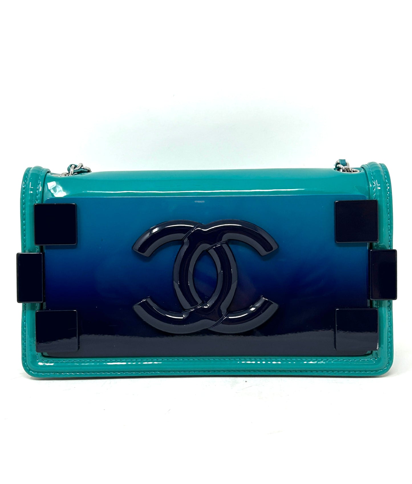 Pre-loved Chanel Lego Boy Brick Turquoise Crossbody Flap Bag