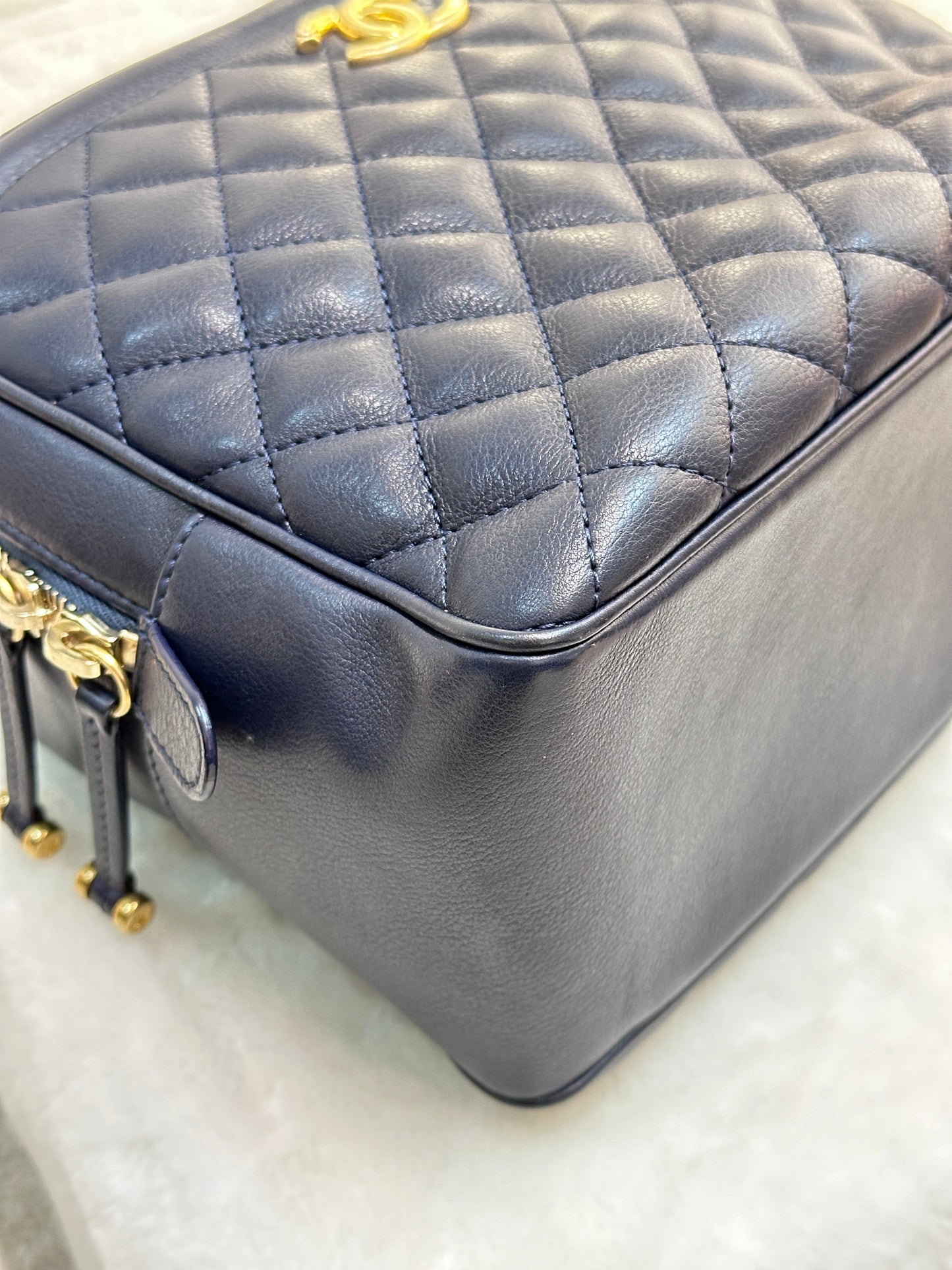 Chanel CC Top Handle Vanity Case Quilted Calfskin Small
