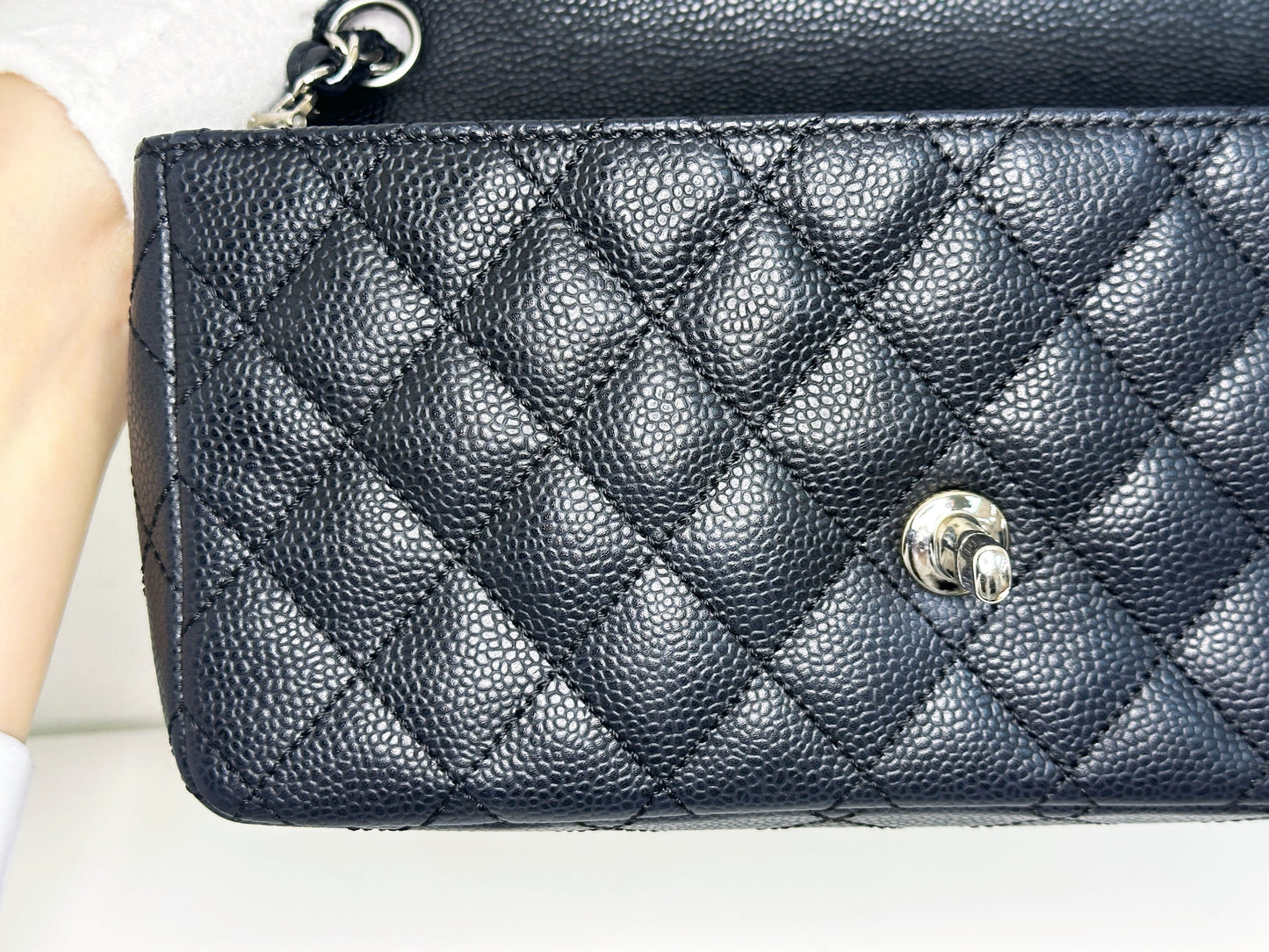 Chanel Caviar East West Flap Bag Black SHW 1131 holo card