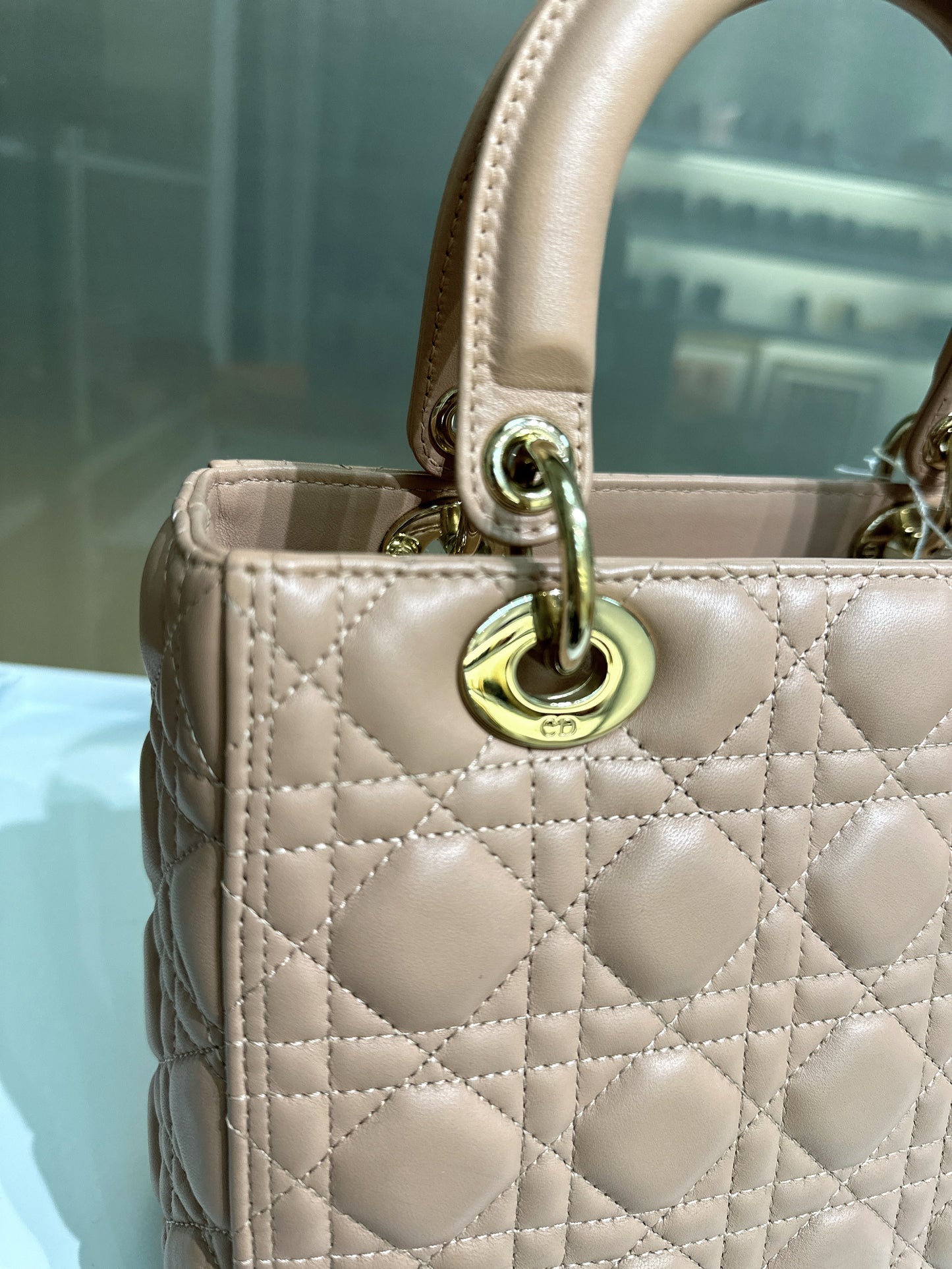 Medium Lady Dior Bag Milk Cannage Lambskin