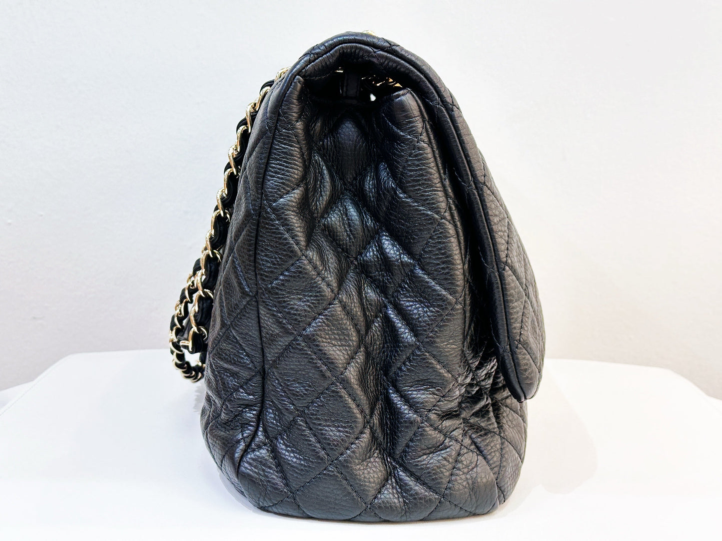 Chanel 2017 Calfskin Quilted XXL Travel Flap shoulder bag Black GHW 2382 holo card